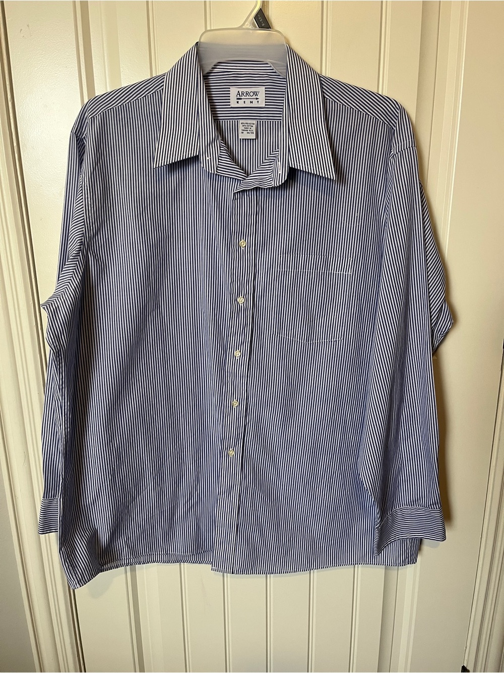 Arrow Men's Navy and White Pinstripe Dress Shirt